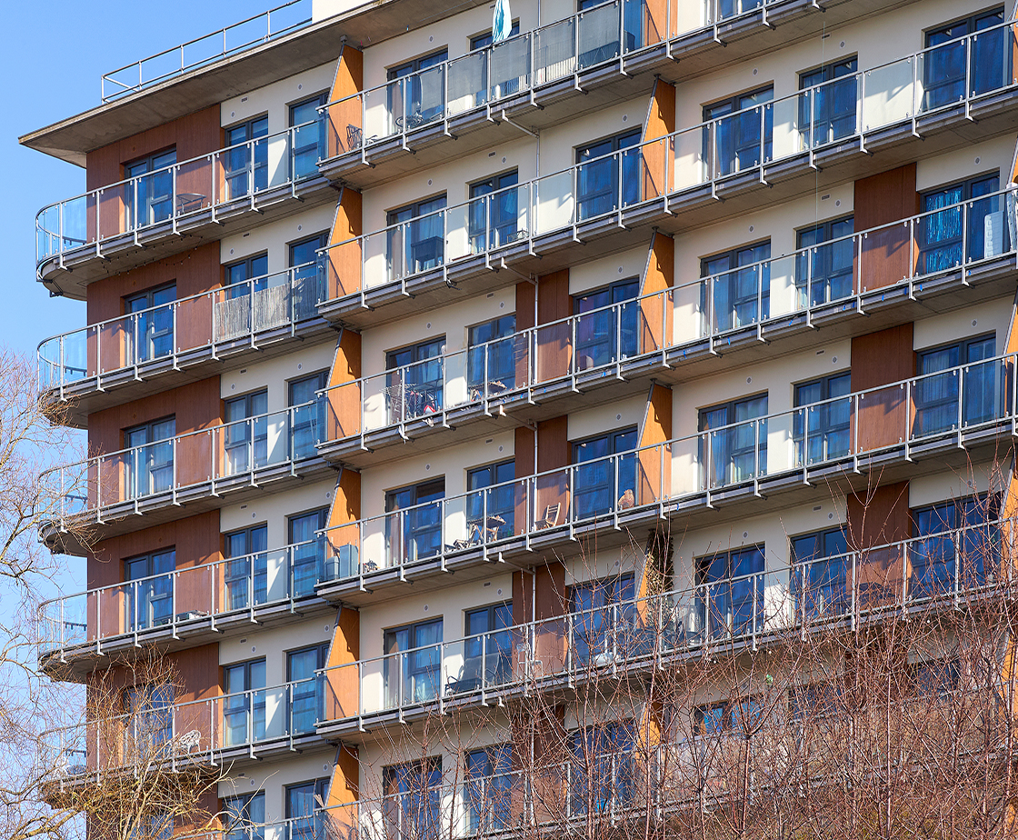 outside of charrington court after cladding works